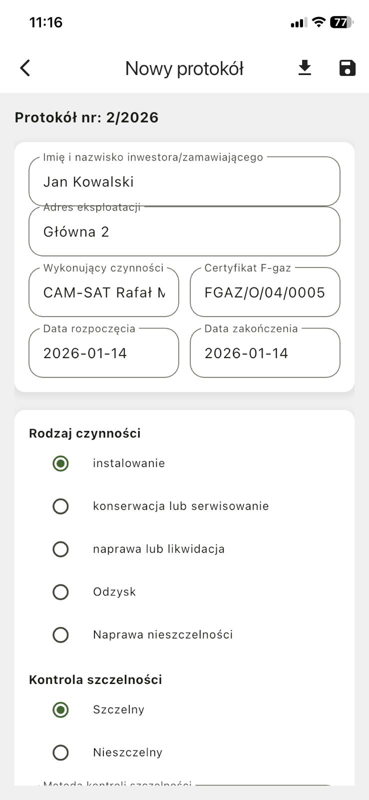 Generowanie protokołów montażu